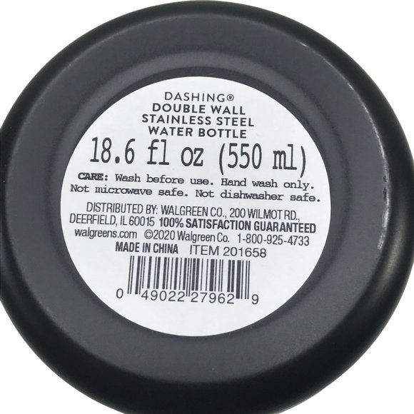 Dashing Double Wall Stainless Steel Water Bottle 18.6 Fl oz. Black New With Tags - Picture 4 of 7